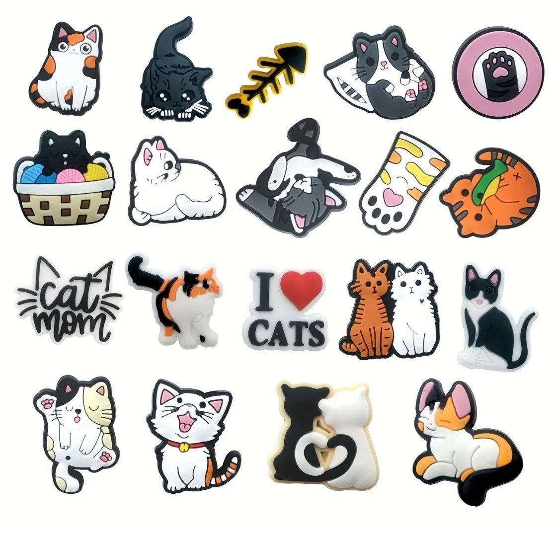 10 pieces super cute cats shoe charms