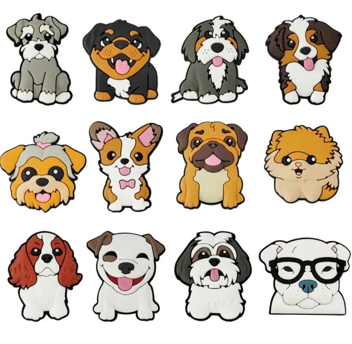 10 piece cute dogs assorted shoe charms