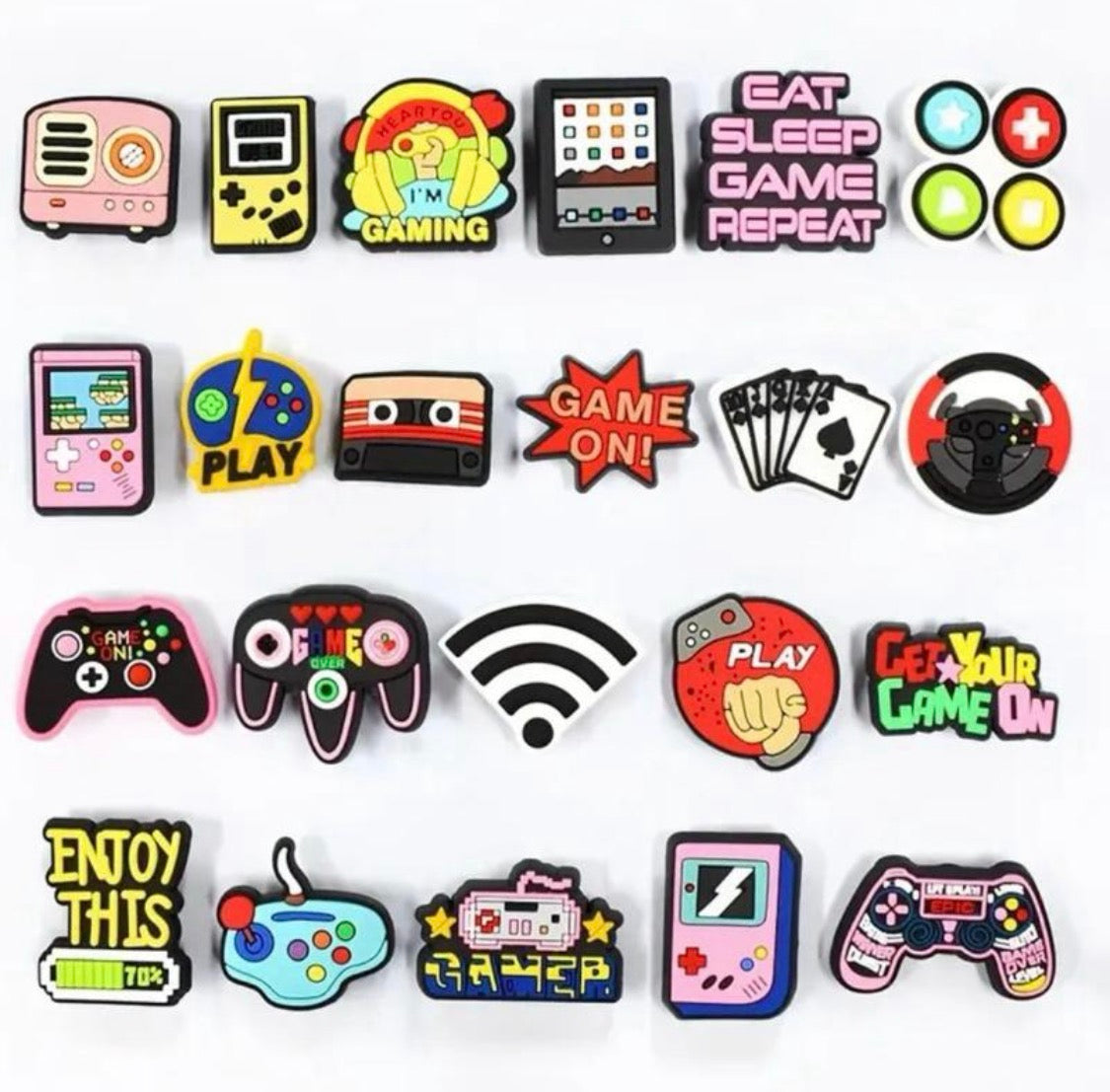 Gamer Shoe Charms - 10 Piece Set of Fun Footwear Charms Featuring Game Themes and Accessories for Gaming Fun