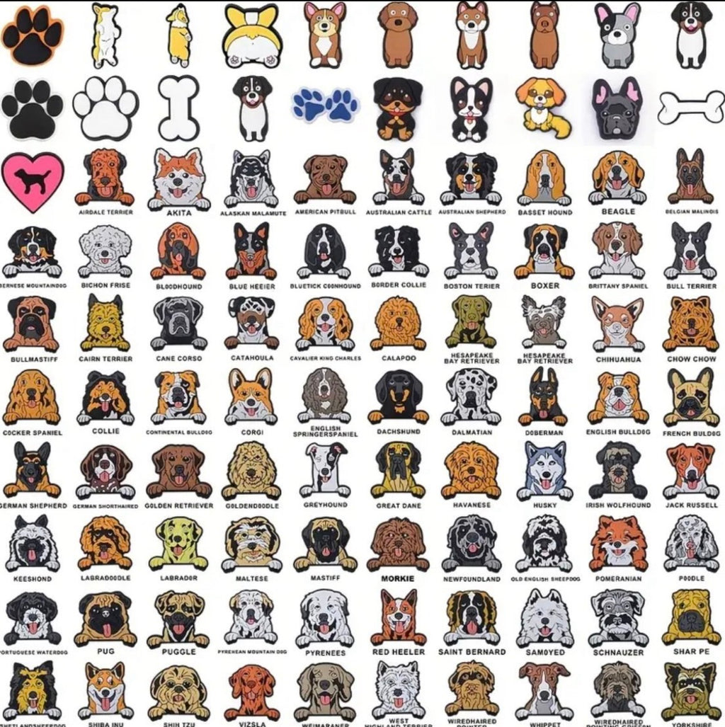 10 piece cute dogs assorted shoe charms
