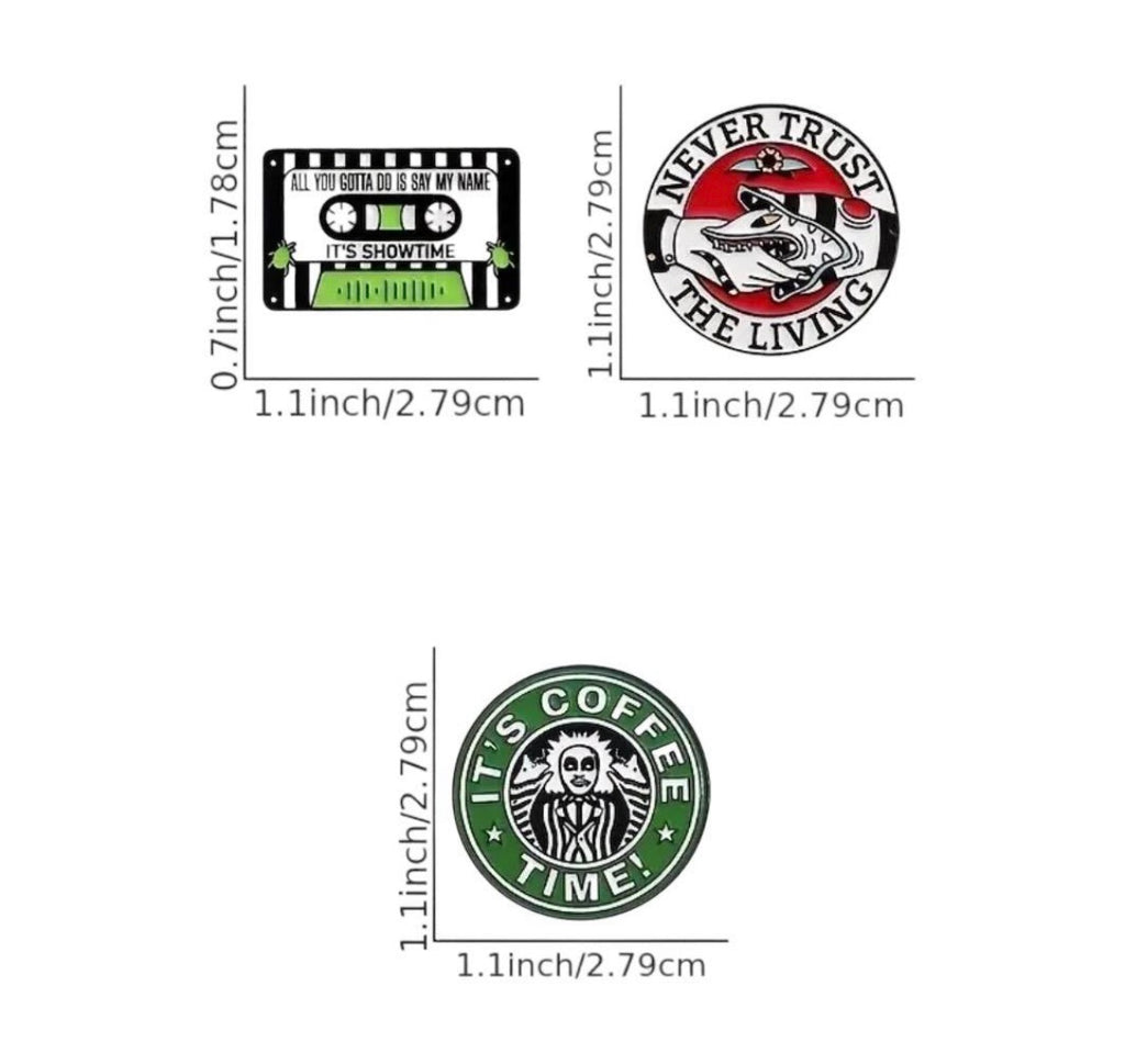 Beetle-Juice inspired enamel pins