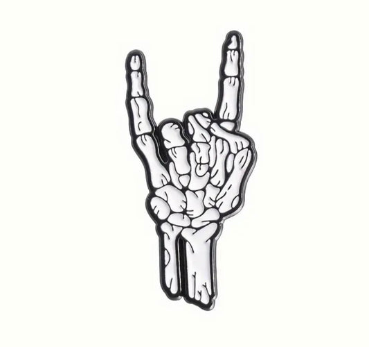 Rock n Roll skeleton hand enamel pin