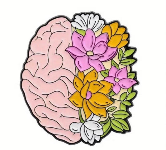 Cute Flower brain enamel pin