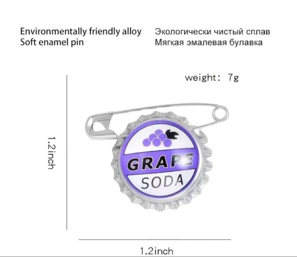 Ellie Badge Grape Soda Bottle Cap Pin